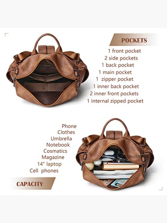 Laptop Backpack Purse for Women 15.6 inch Casual Daypack with Wristlet main image 4